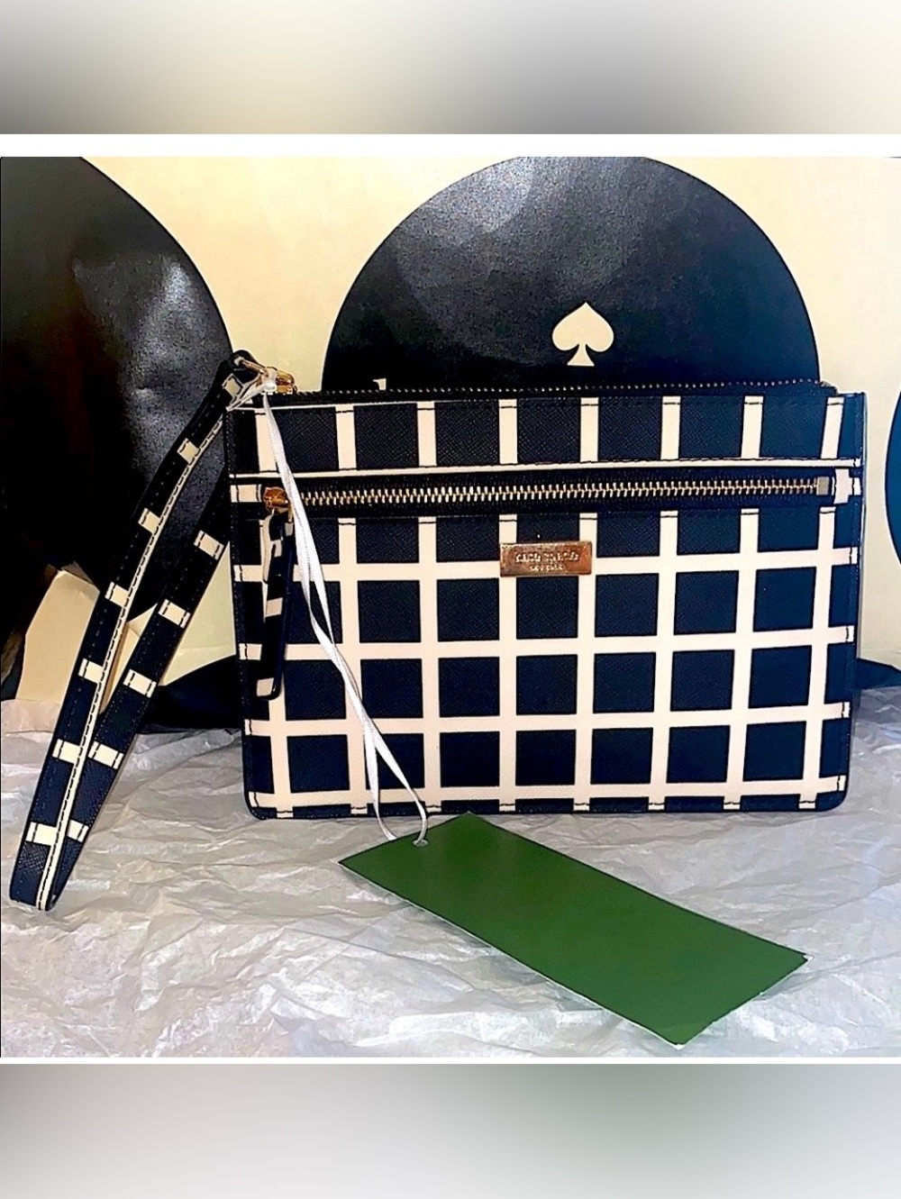 kate spade Black and White Grid Wristlet